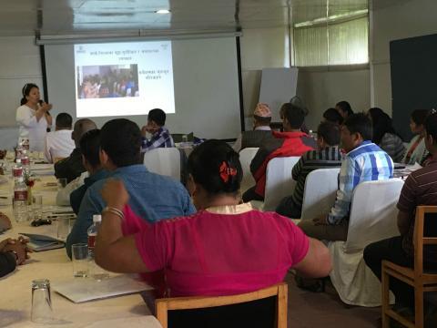 Sushmita facilitating a district level training session in Kavre