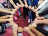 Actors from ethnic Albanian and Serbian communities symbolically close their workshop in Playback Theater with a circle of unity. Credit: Arta Qorri
